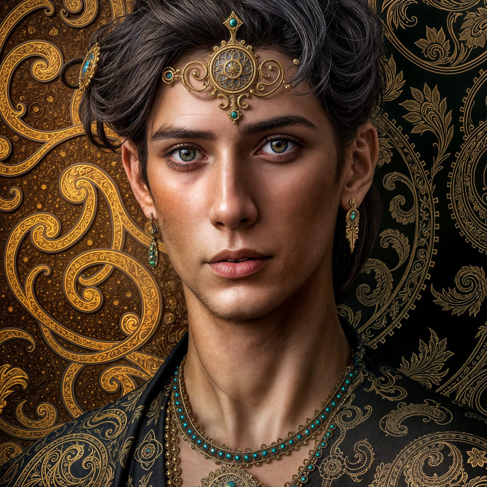 Art Nouveau Portrait of Handsome Young Man