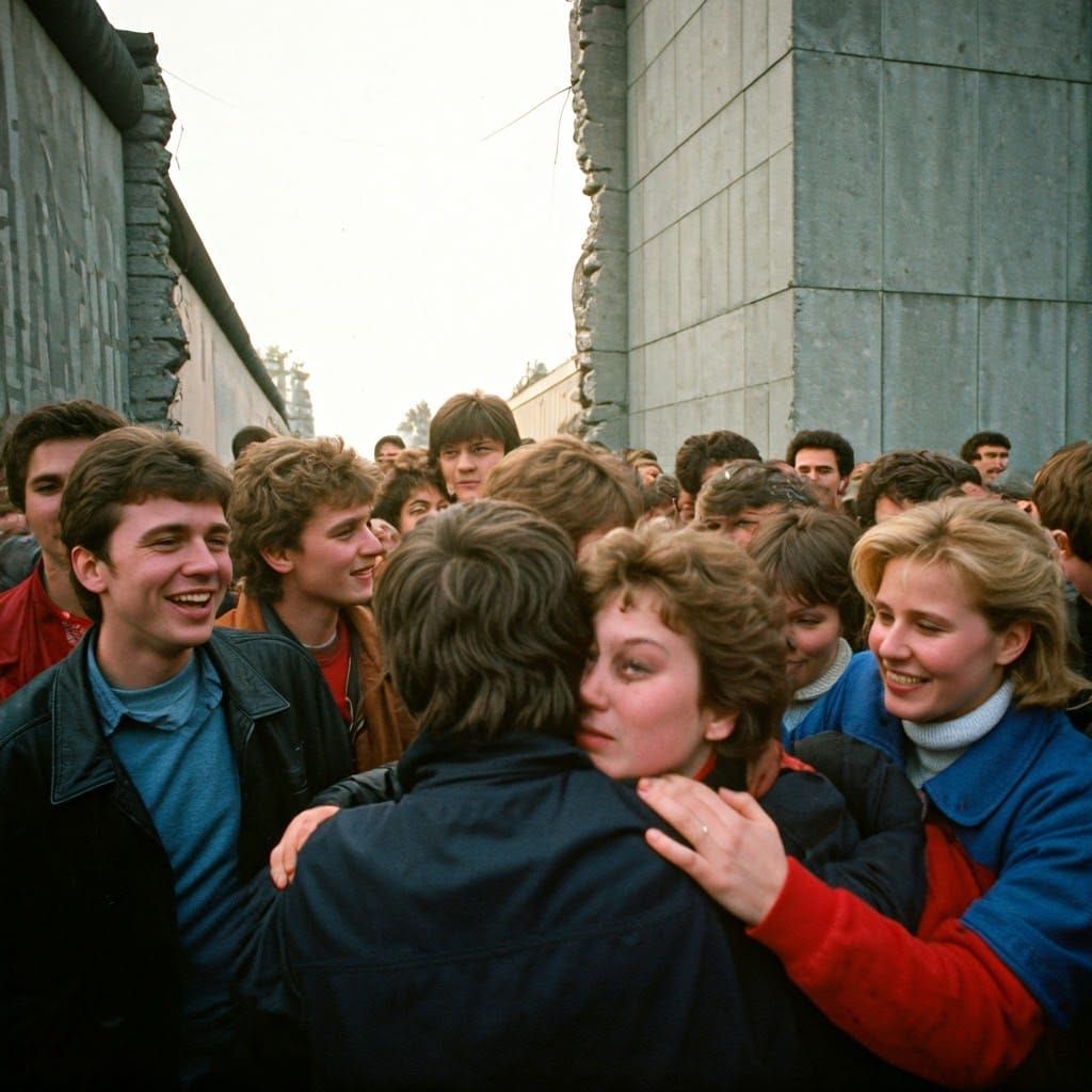 Berlin Wall Fall Celebration in Expressive Style
