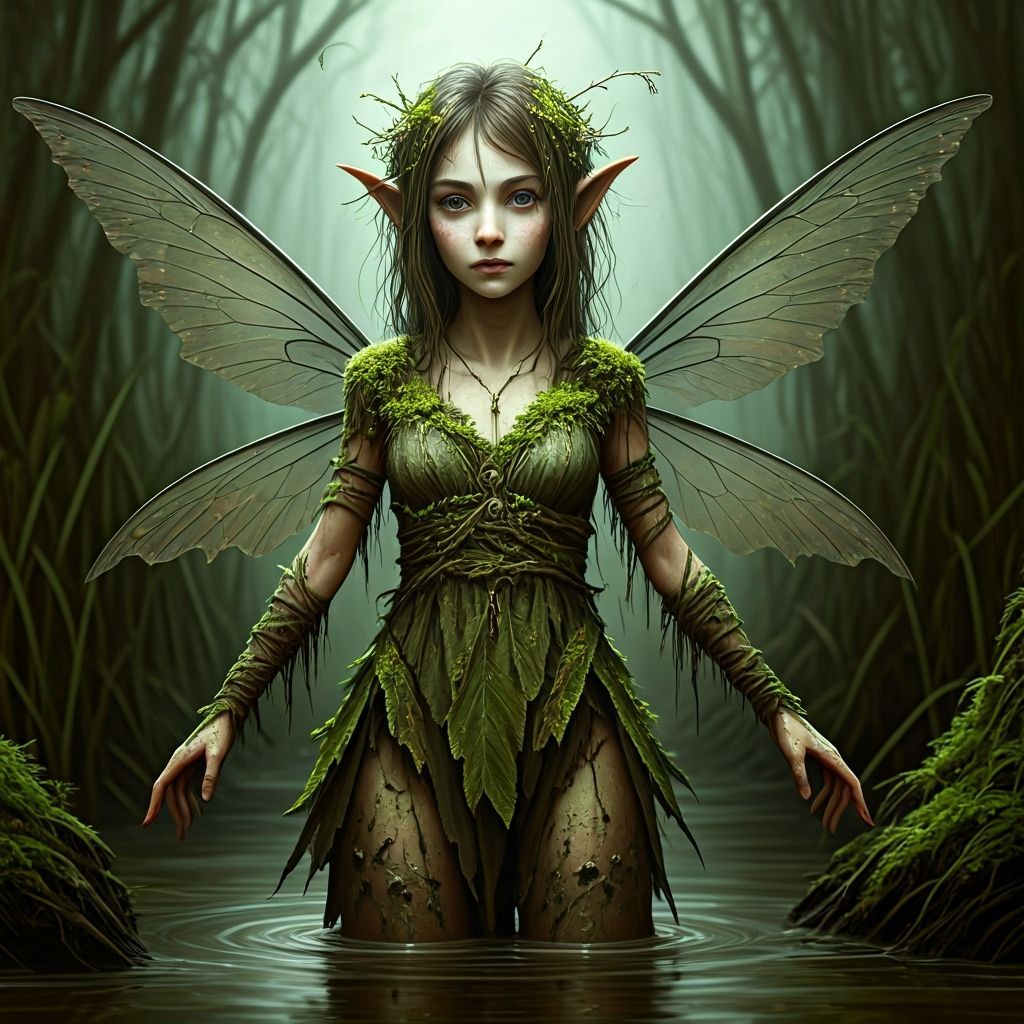 Swamp Fairy Covered in Moss and Vines