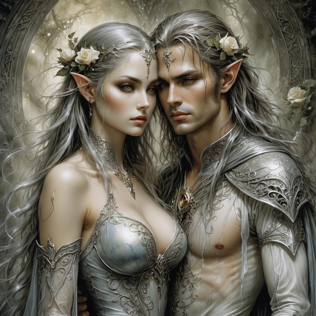 Fantasy Elven Couple Portrait with Roses