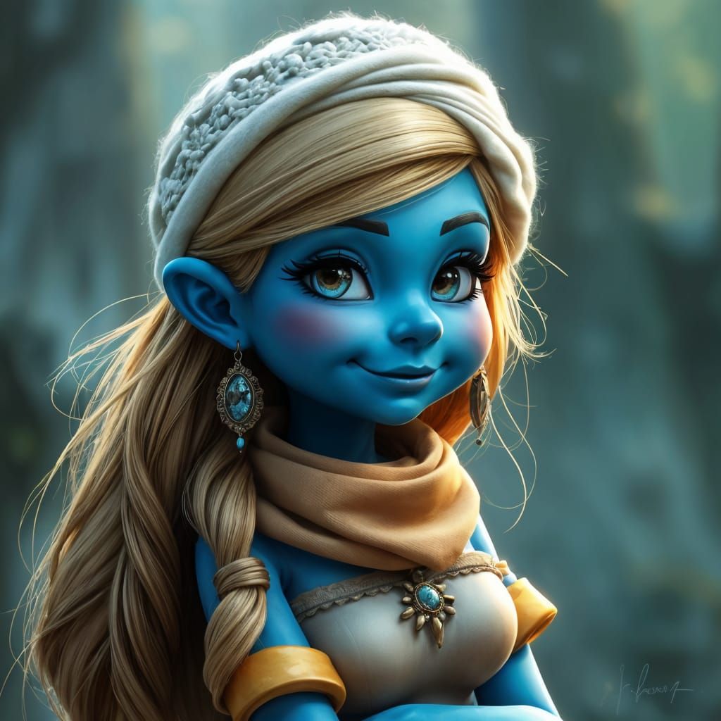 Ethereal Female Smurf in Whimsical Art
