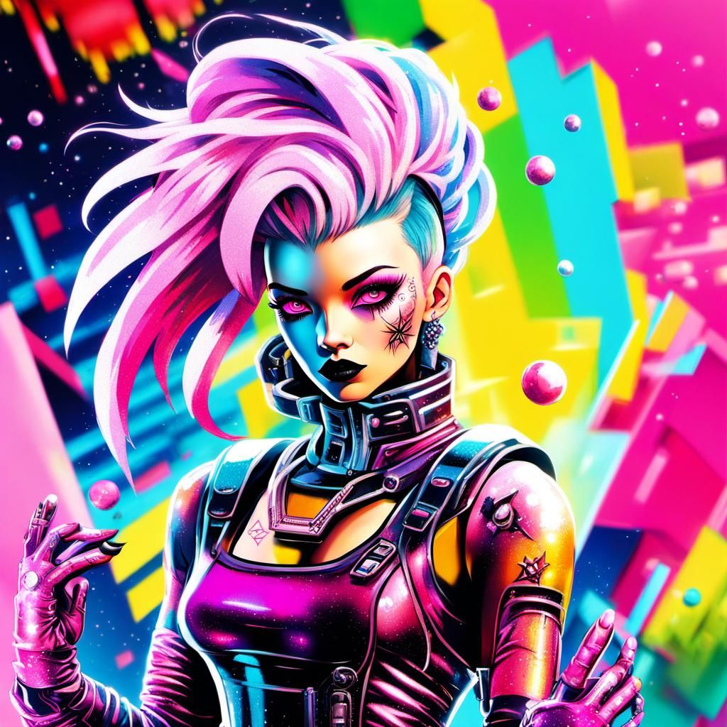 Cyberpunk Woman Portrait in 80s Anime Style