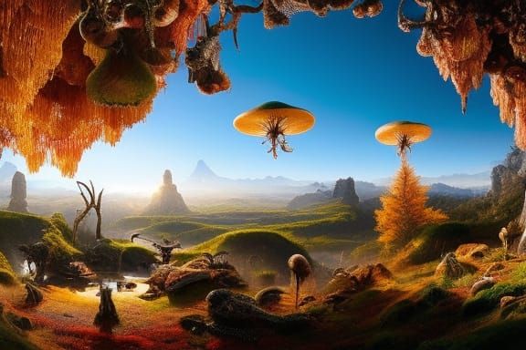 Trypophobic Mushrooms in Maximalist Digital Painting