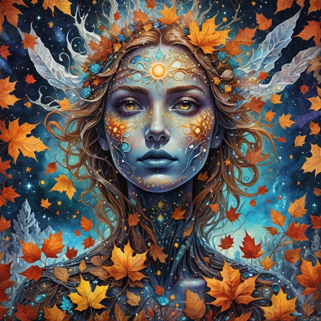 Astral Cosmic Illustration: Autumn Frosts Over July
