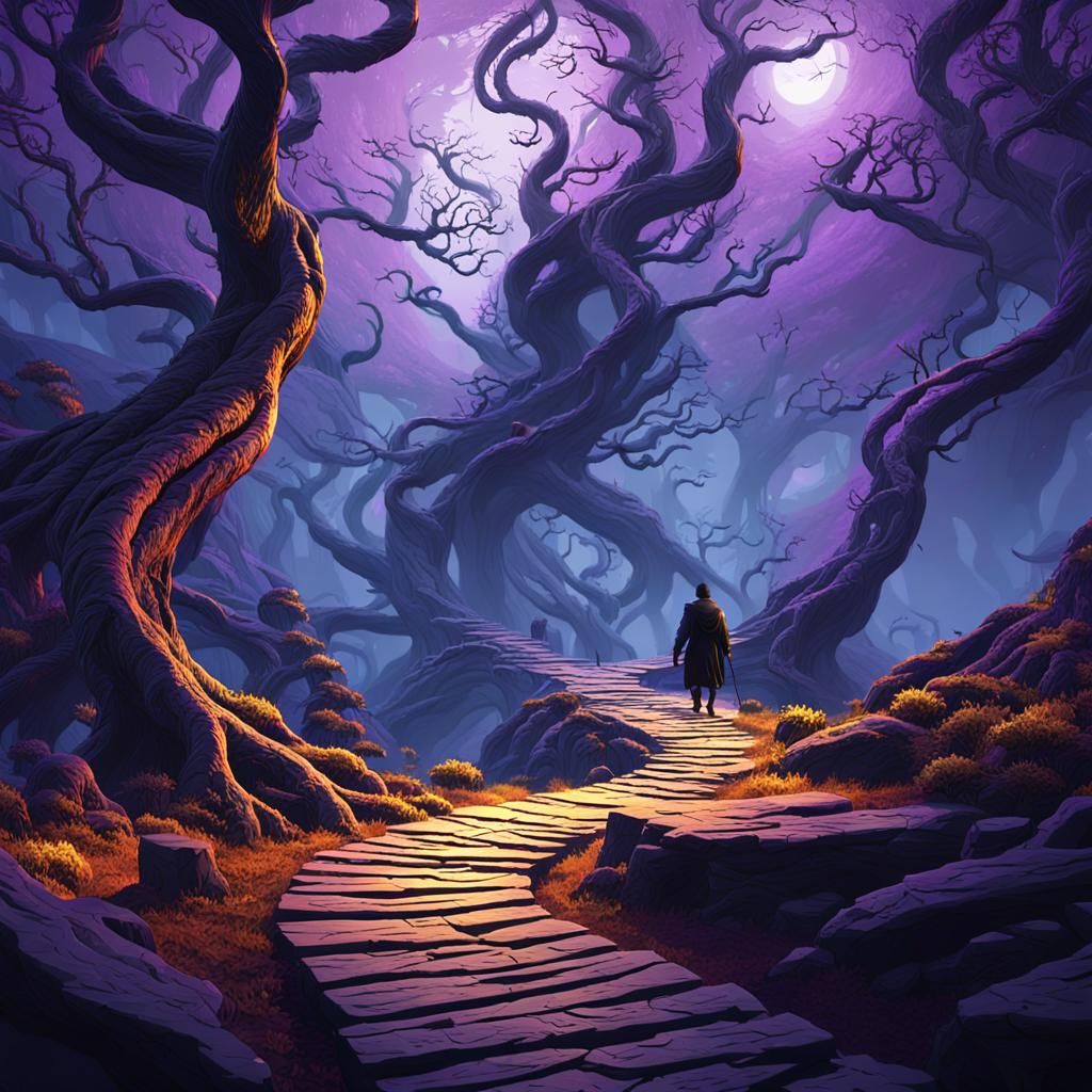 Dark Fantasy Path in Art Nouveau Style