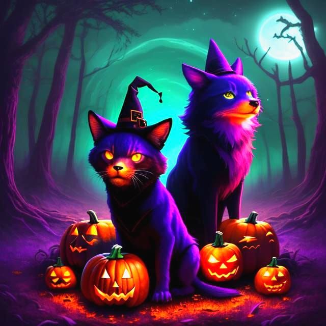 Halloween Forest Aglow in Sci-Fi Neon