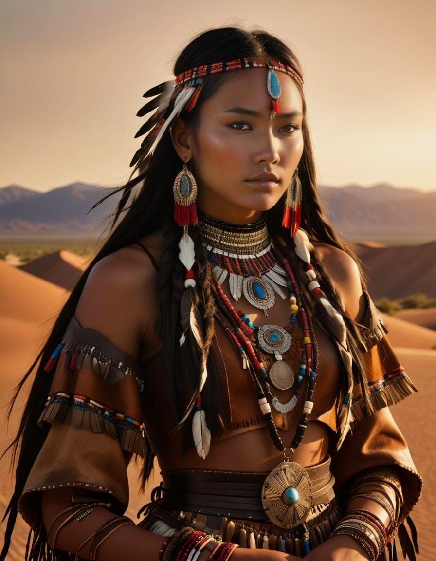 Native American Supermodel in Death Valley Desert