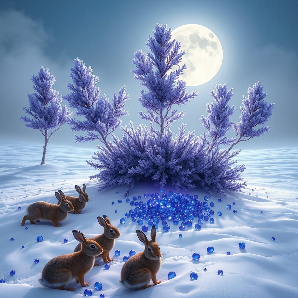 Violet Juniper Bushes in Winter Wonderland