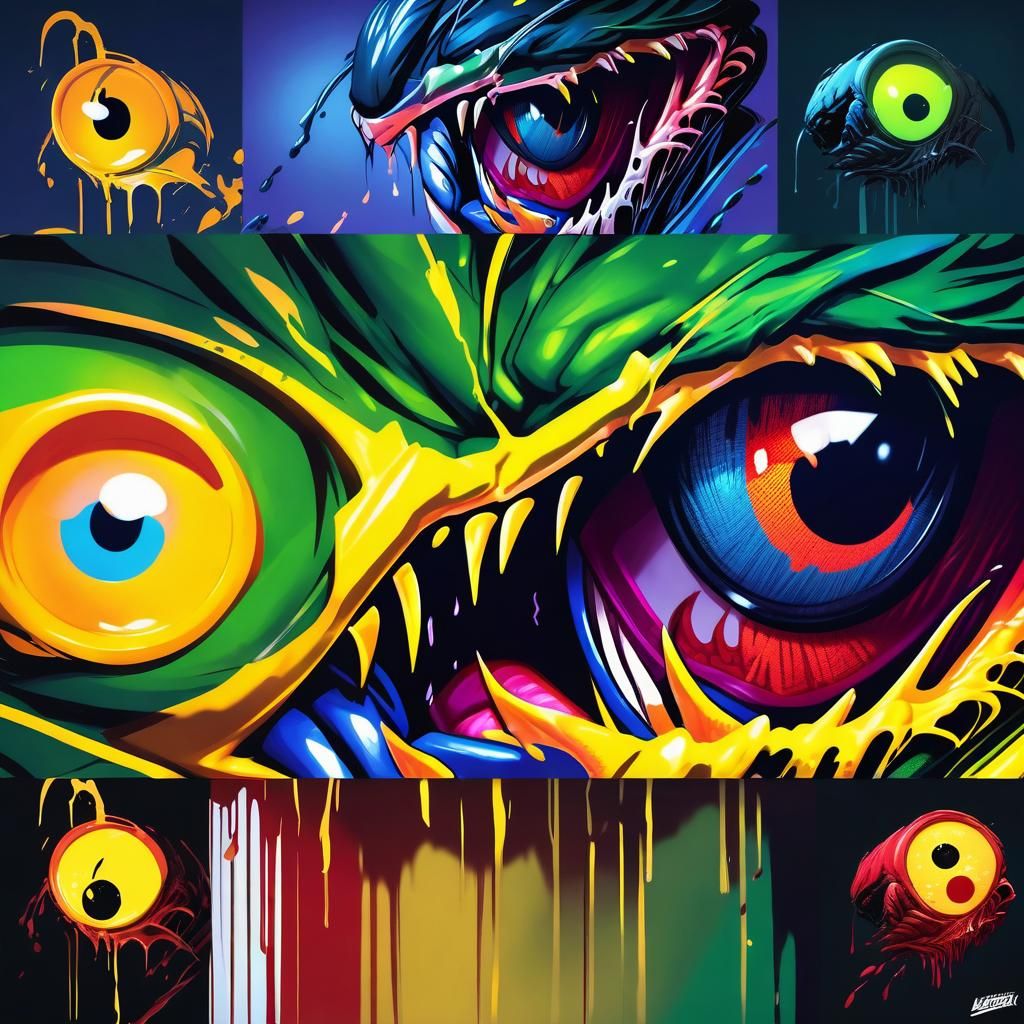 Hyperrealistic Venom Eyes in Splash Art Style