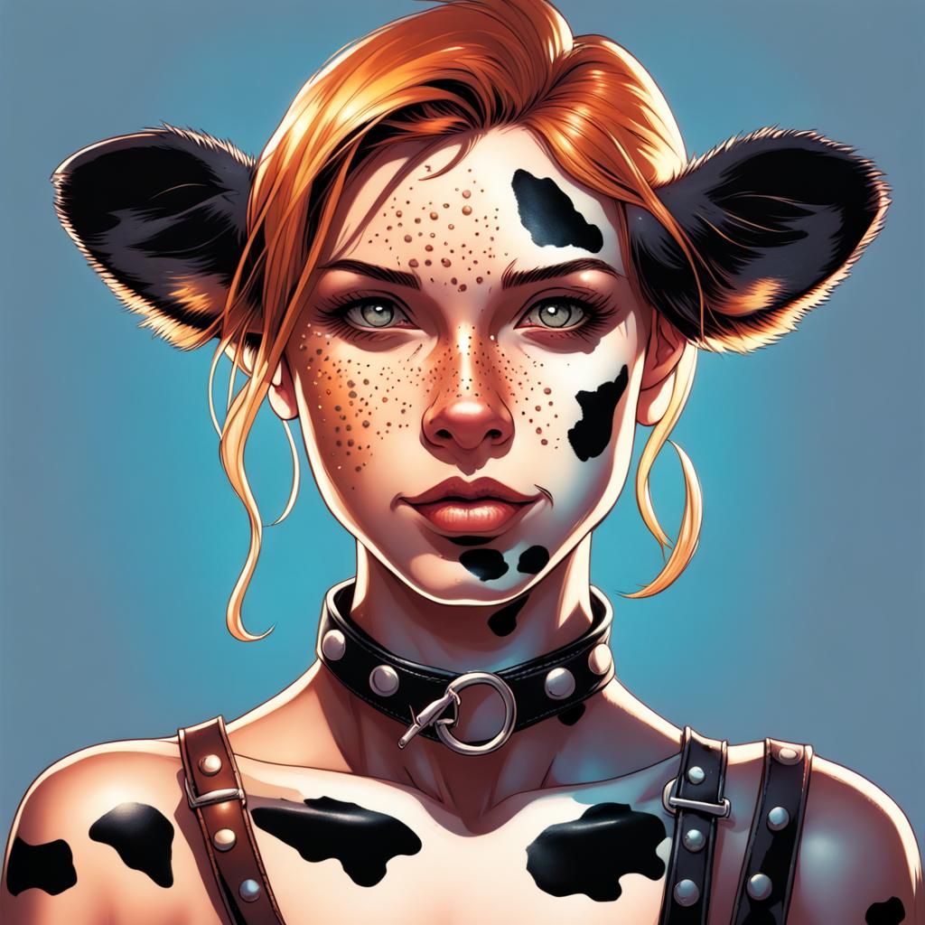 Cute Cow Girl Comic Book Art