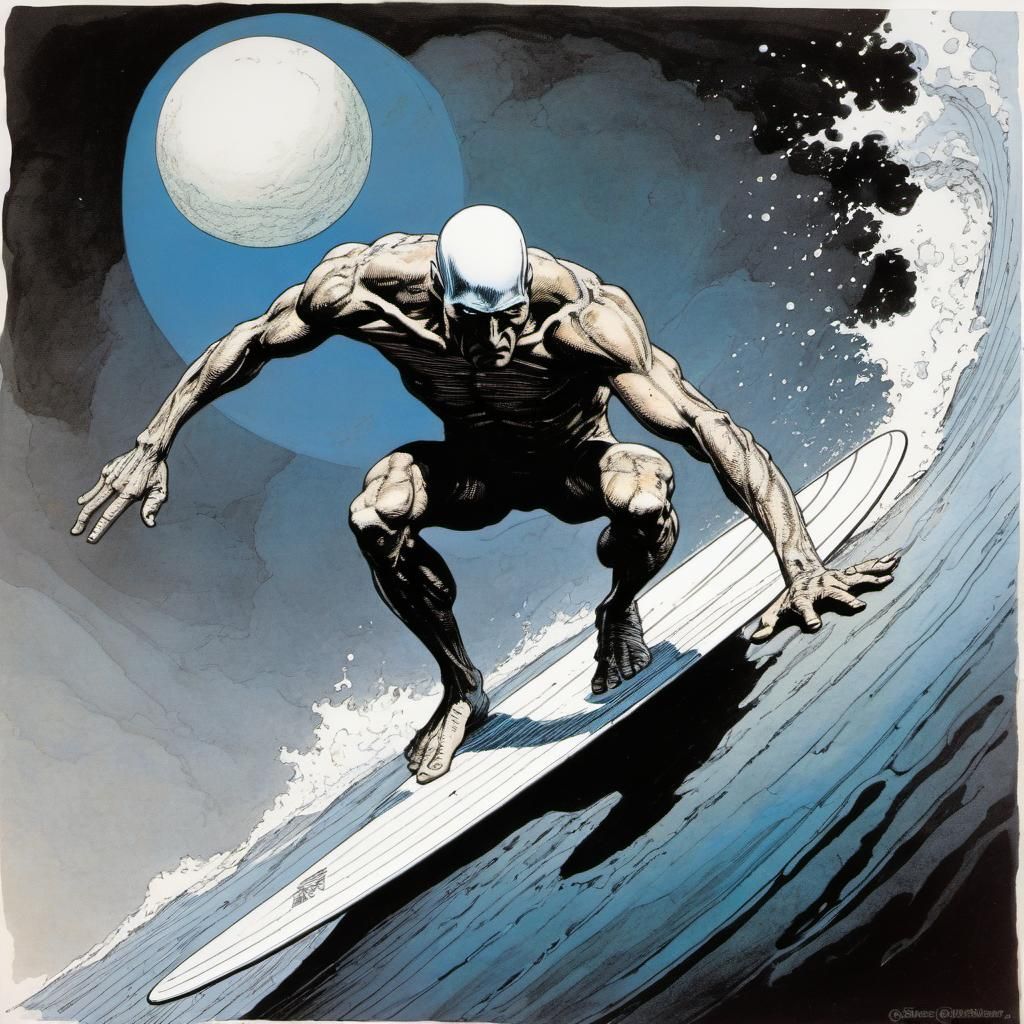 Silver Surfer in Frank Miller Comic Style