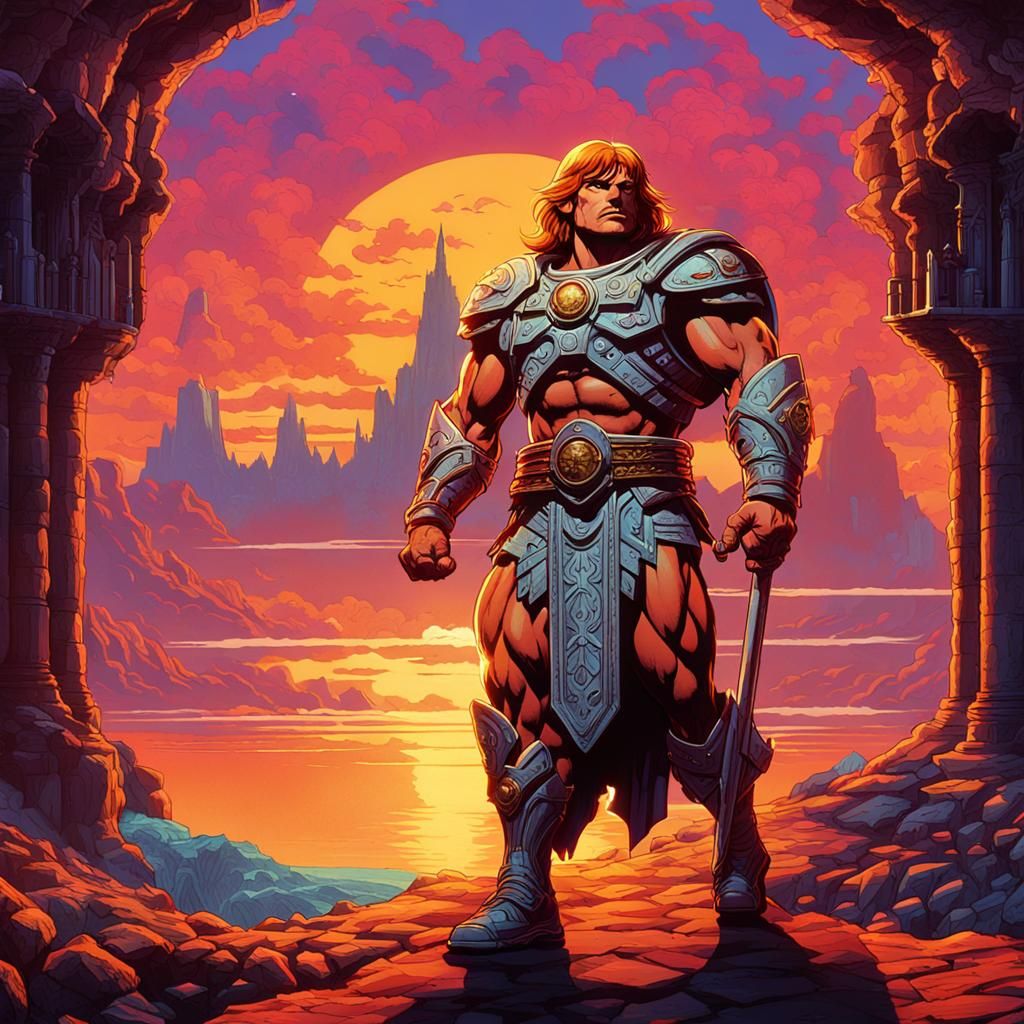 Gothic Art Deco He-Man Sunset Bridal Carry