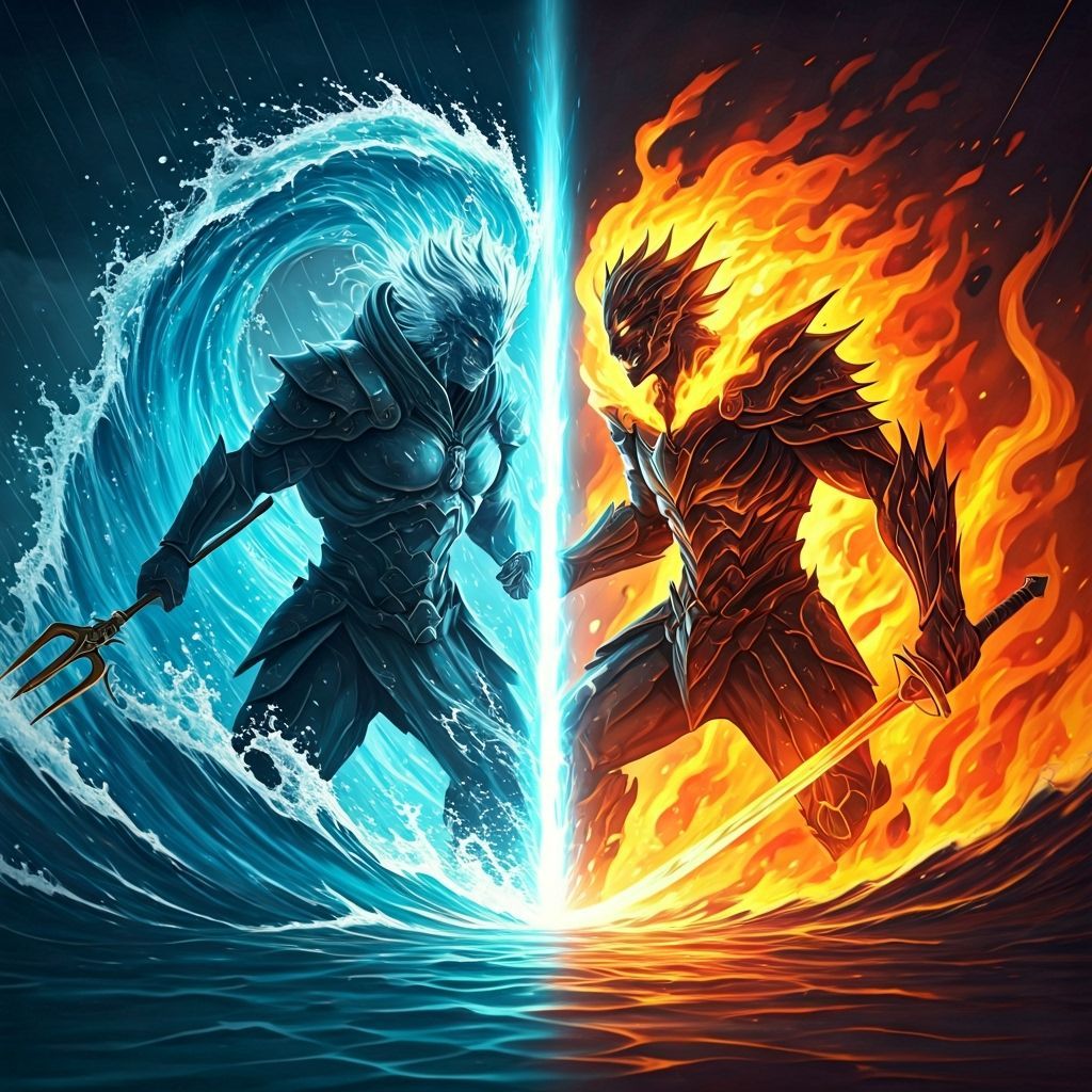 Epic Anime Battle of Water vs Fire Warriors