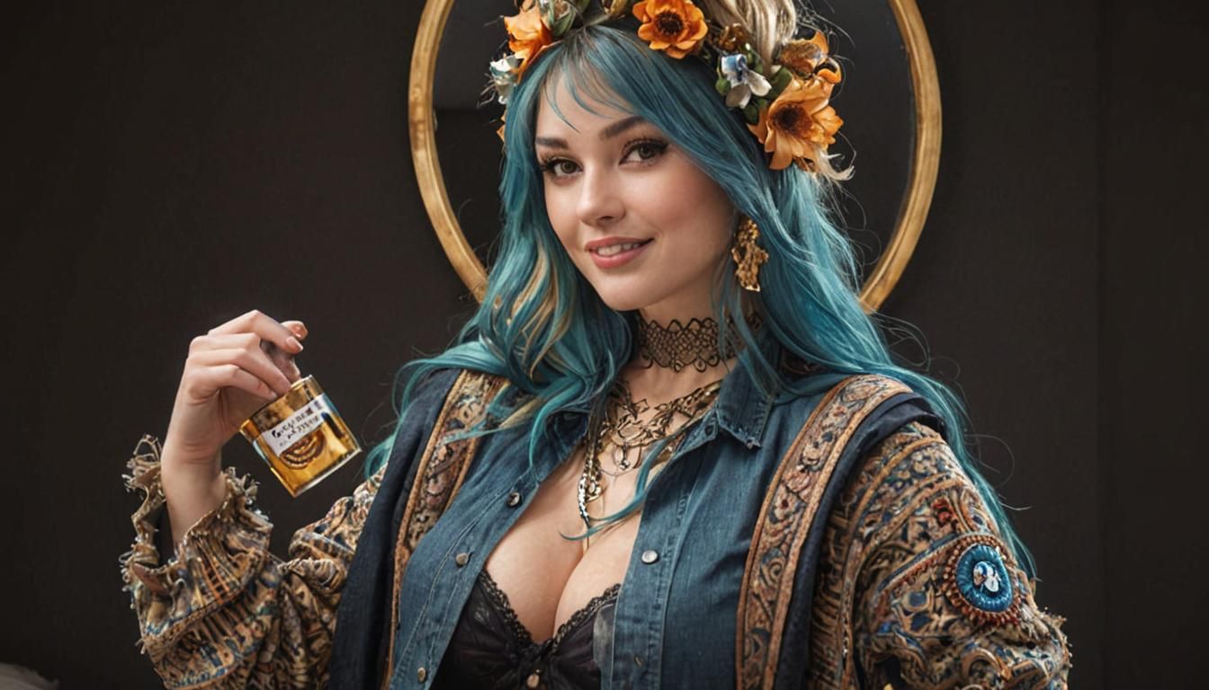 Bare-Chested Woman with Long Hair in Bedroom Photo