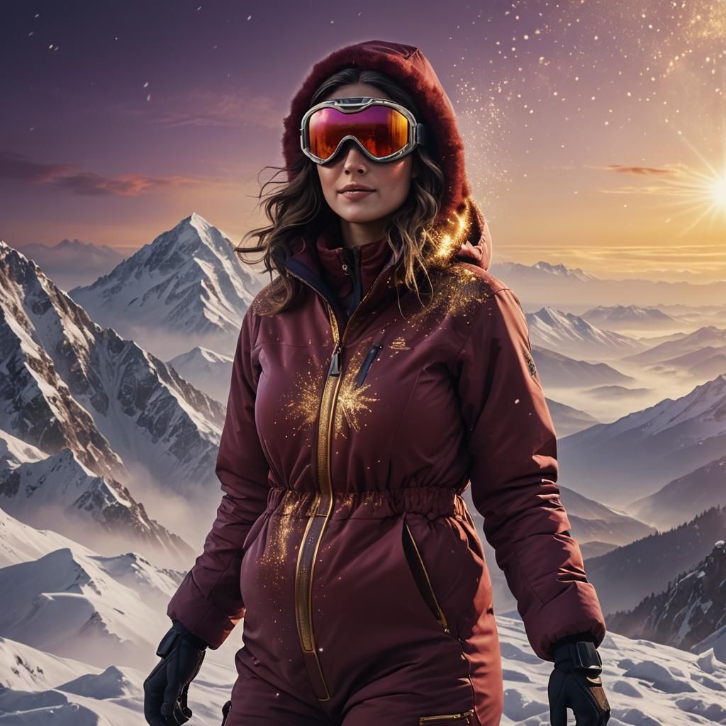 Pregnant Woman on Mountain Summit in Fantasy Concept Art