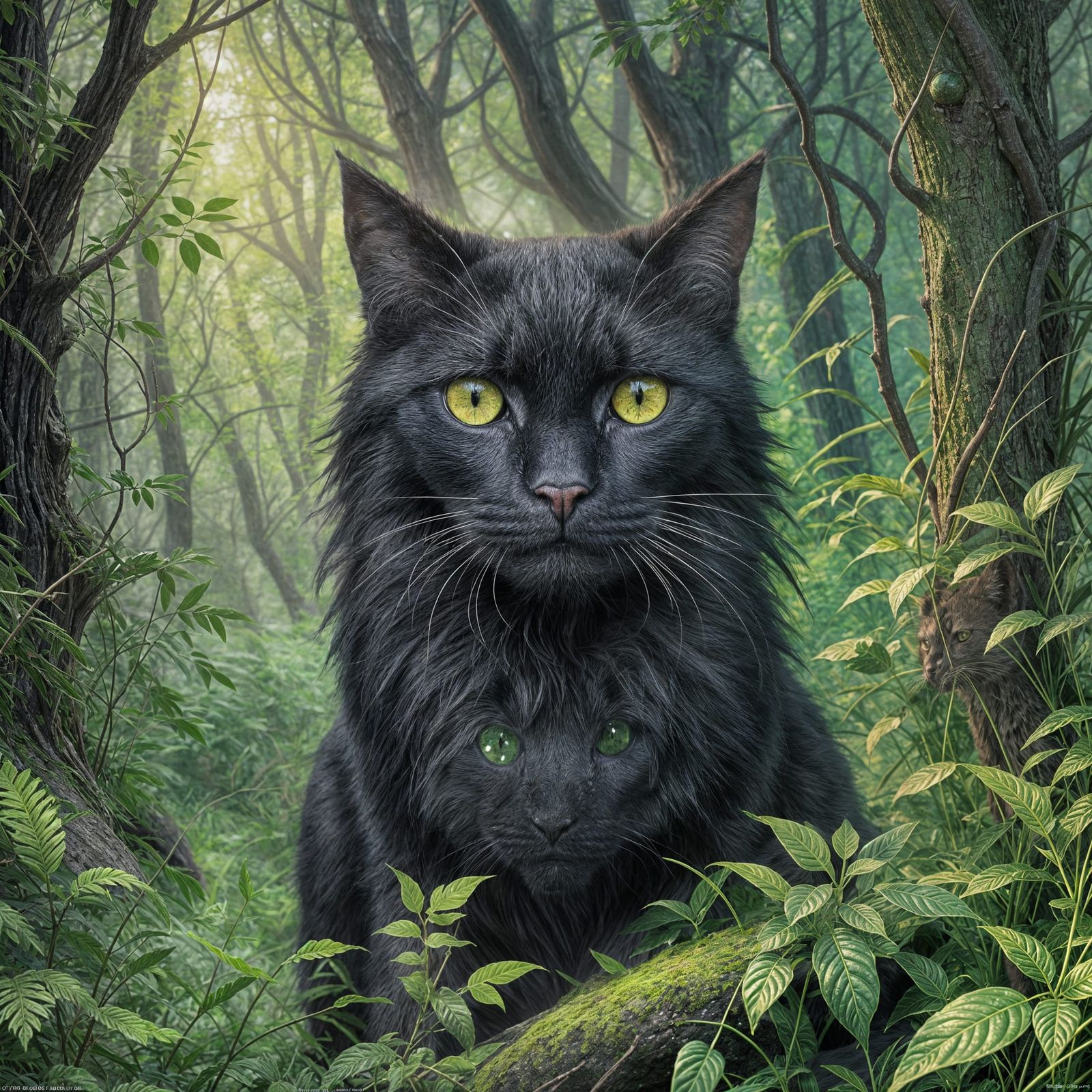 Black Cat with Emerald Eyes: Fantasy Art