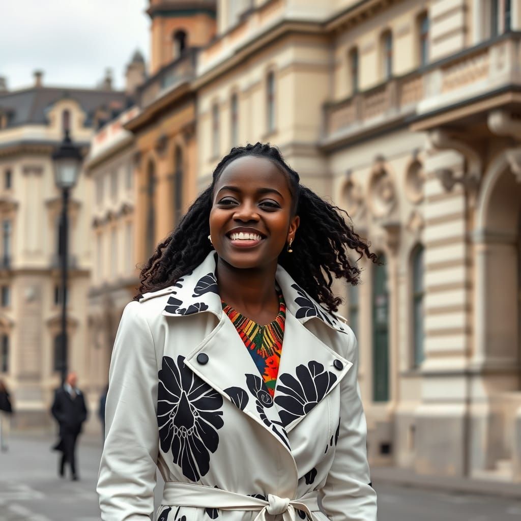 Soulful Woman Embracing Zambian Culture in Budapest