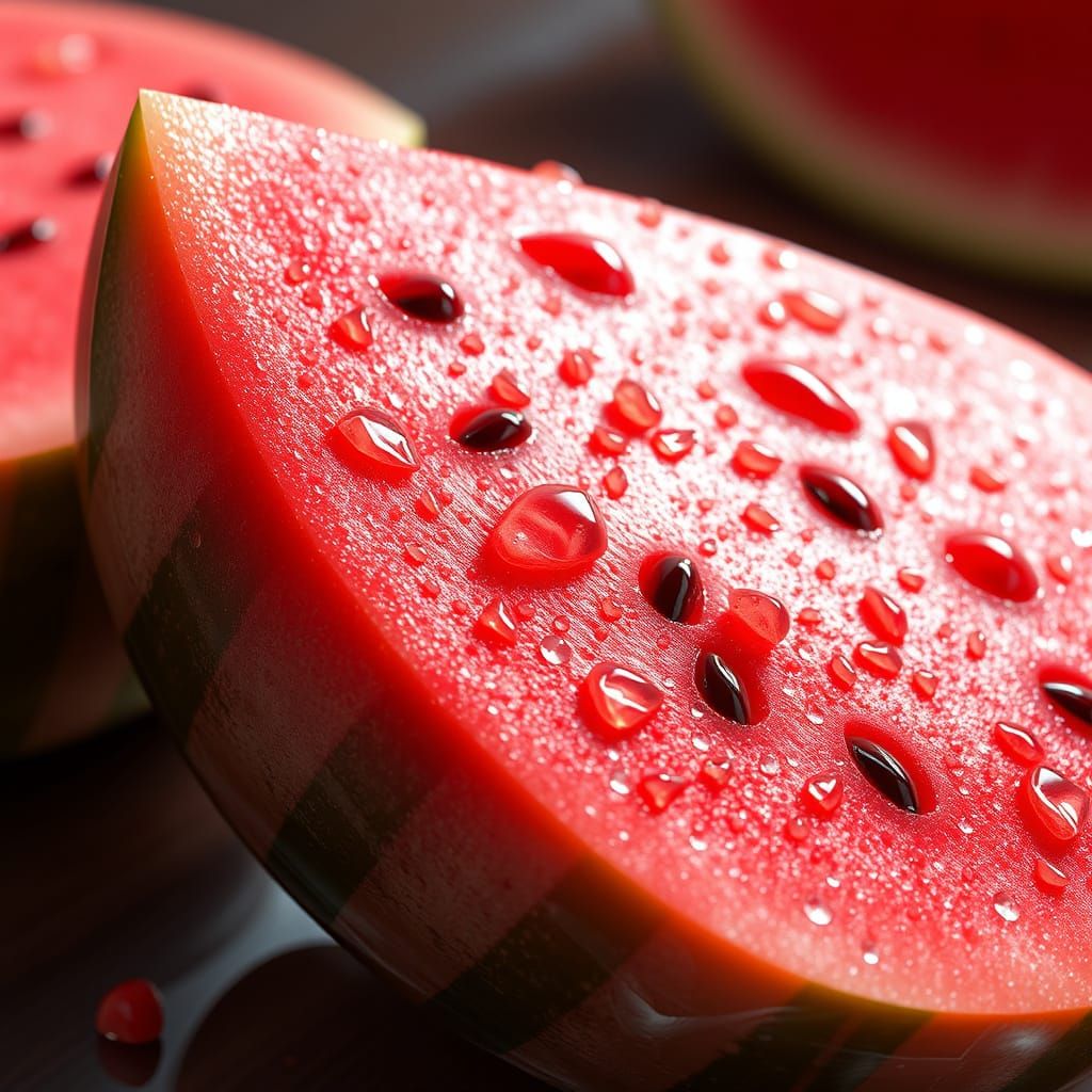 Vibrant Watermelon Slice in Anime-Inspired 3D Art