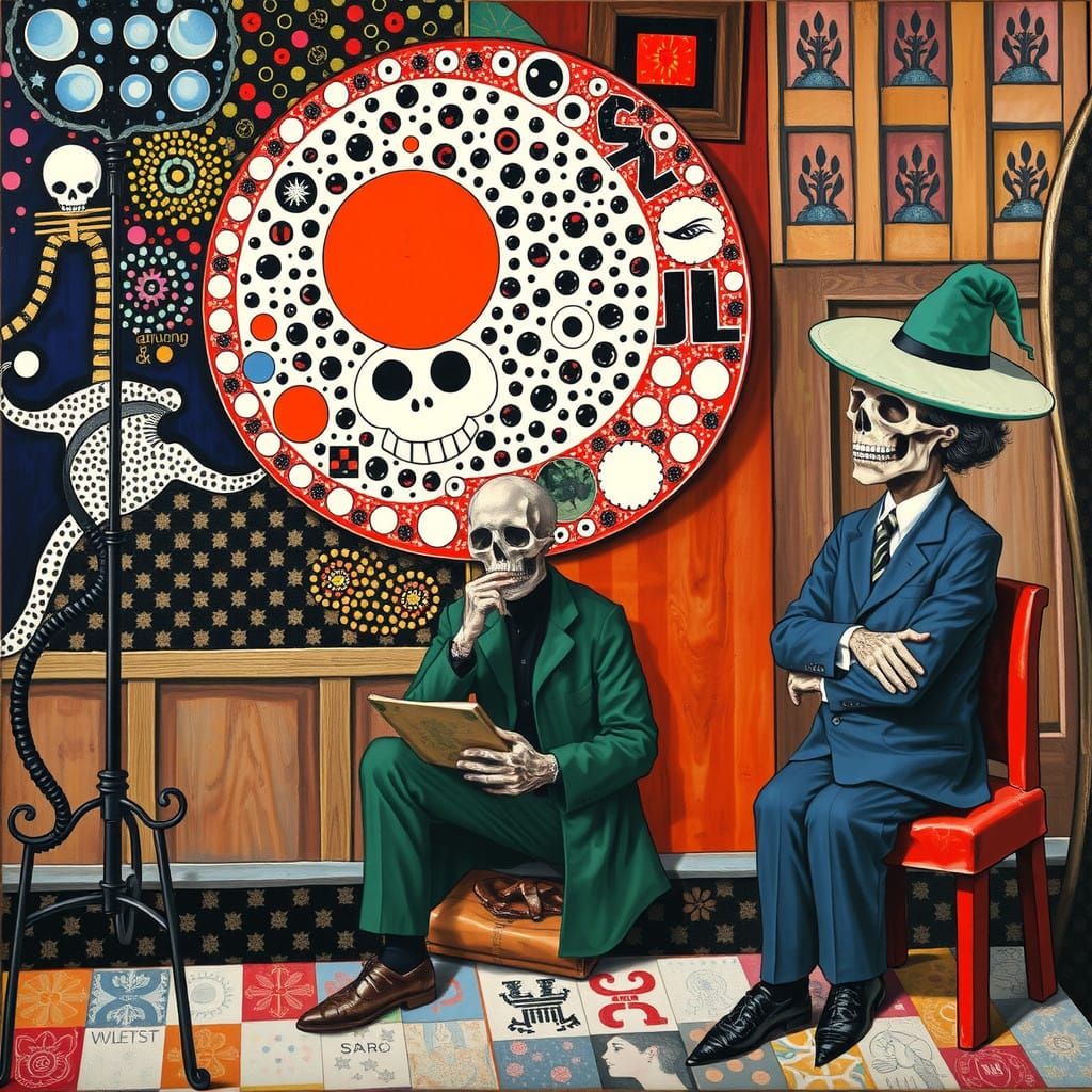 Surrealist Masterpieces Merge in a Vibrant Cyberpunk Landsca...