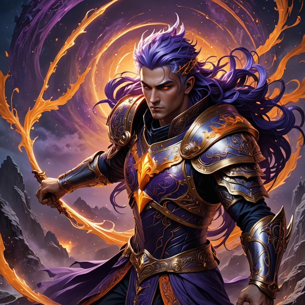 Aasimar Paladin in Heroic Pose: Digital Matte Painting