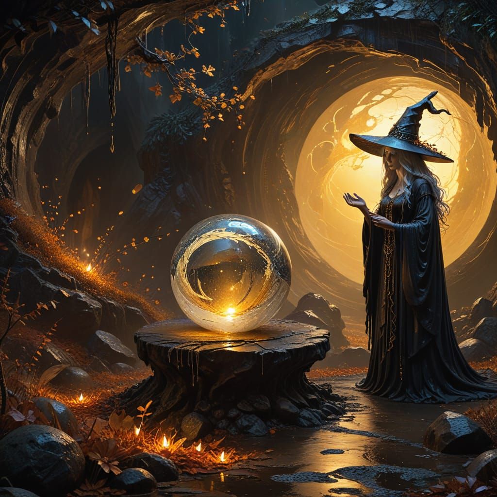 A crystal sphere holds autumn's embrace