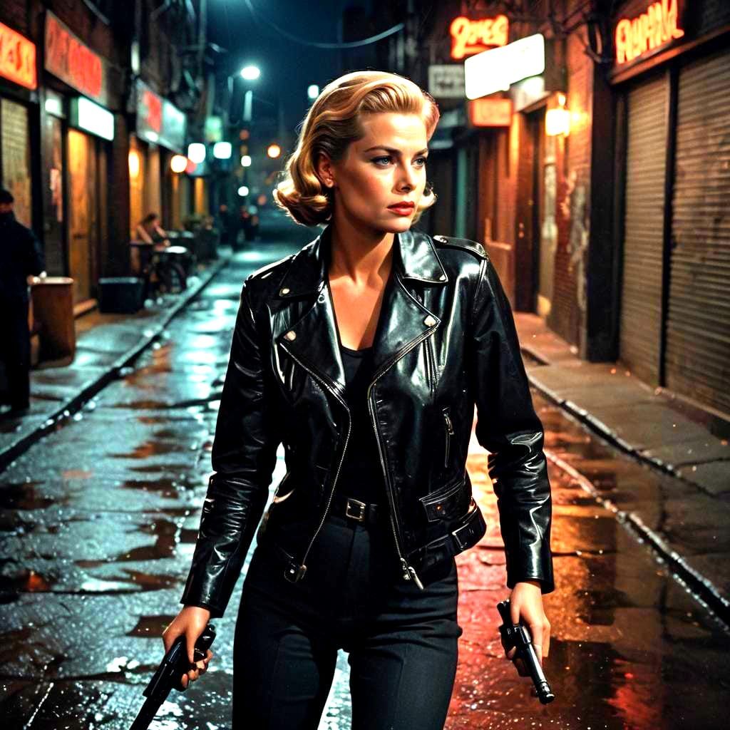 Cinematic Film Still of Grace Kelly