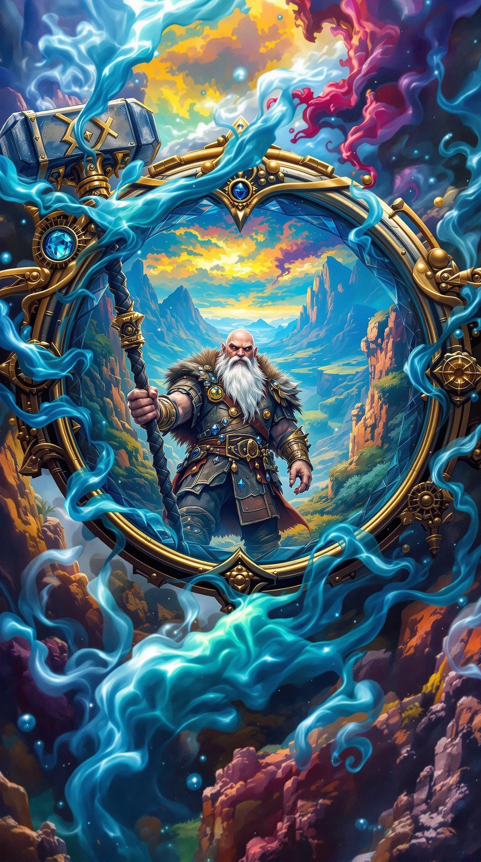 Dwarf Warrior Reflected in Steampunk Glasses