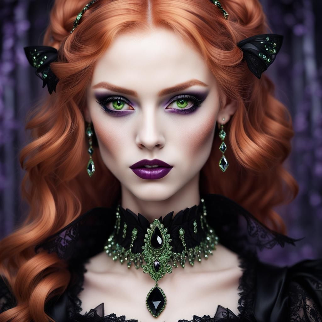 Gothic Beauty: Young Woman with Diamonds