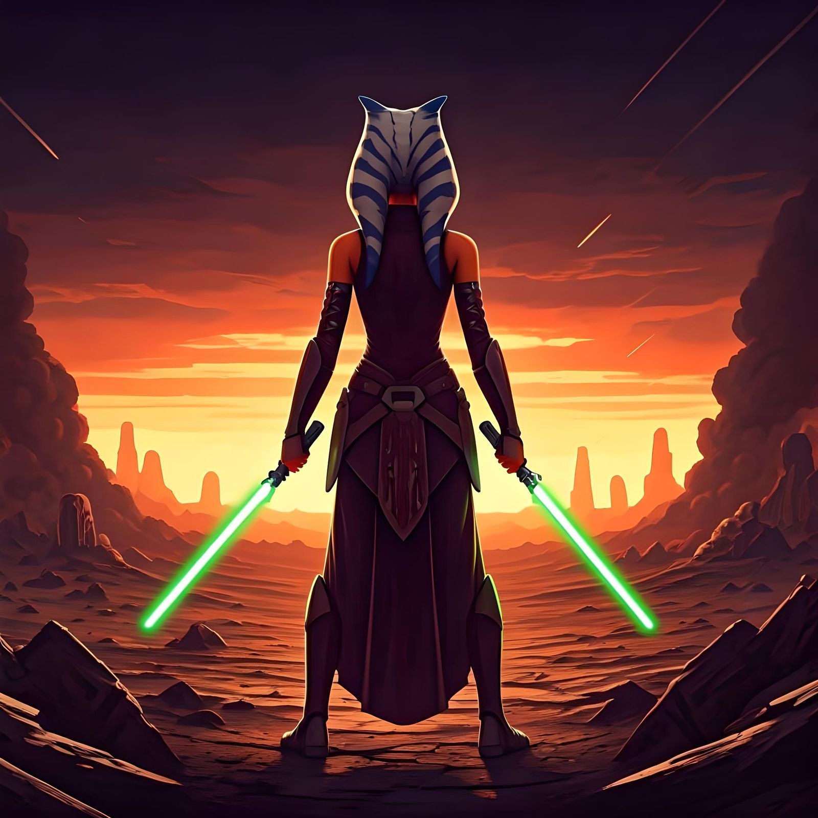 Ahsoka Tano Silhouette on Blasted Battlefield
