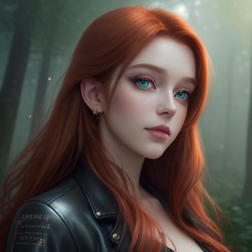 Woman Portrait with Twinkling Lights in Anime Realism