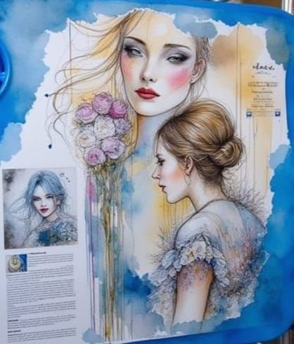 <lora:Ink Poet:1.0> An image of a woman with an elegant updo...