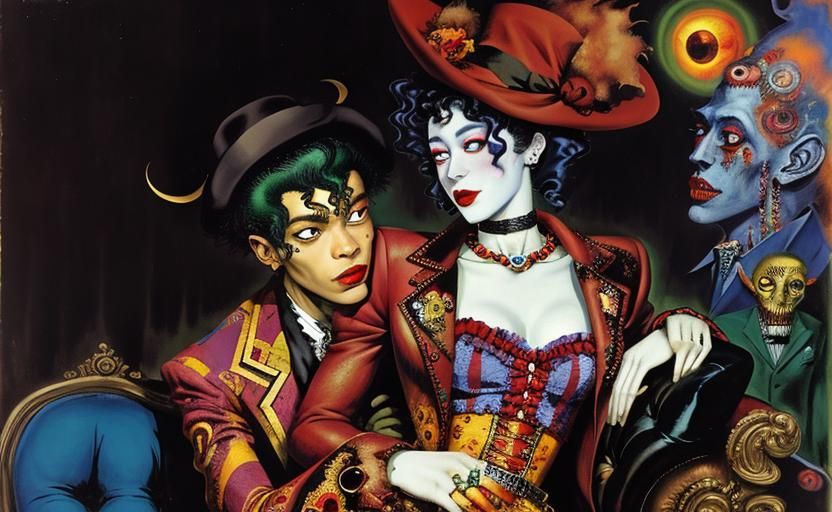 Vampires in Love: A Dark Fantasy Afrofuturist Artwork