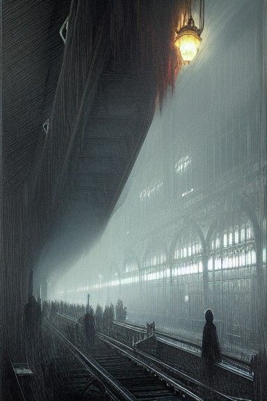 Horrific Train as Dark Surreal Artwork