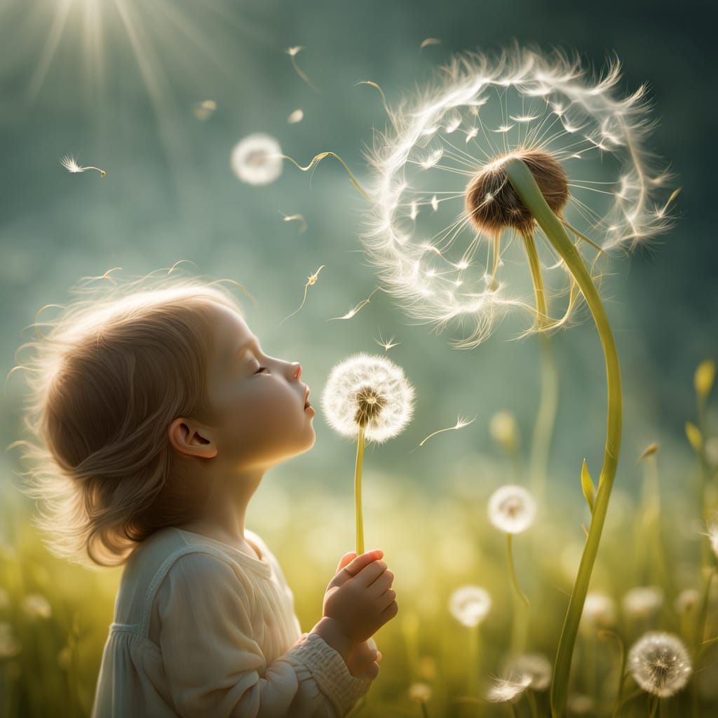 Dandelion Seeds Form Ghostly Face in Breeze