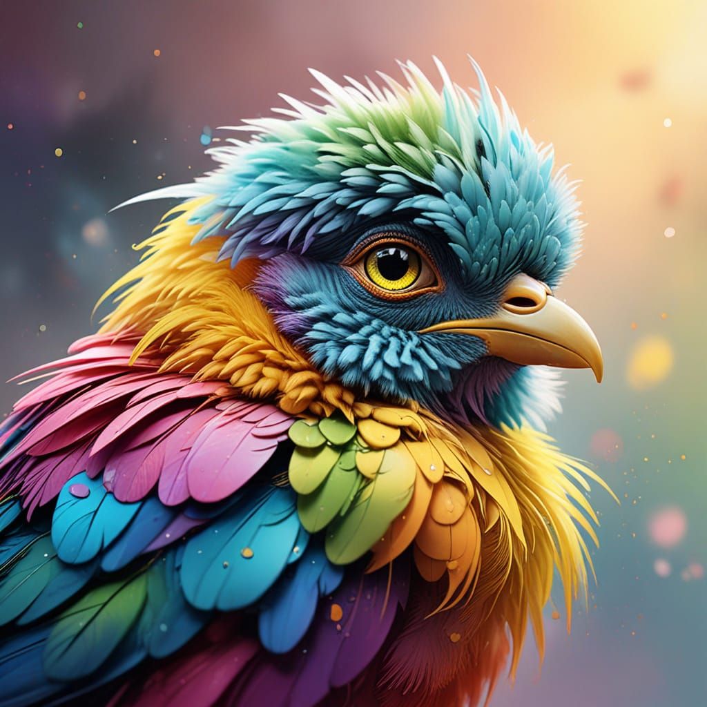 Vibrant Chick Concept Art with Watercolor Textures and Soft ...