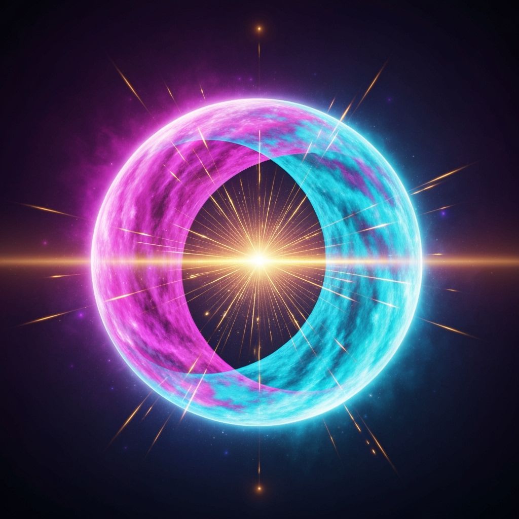 Cosmic Union: Two Worlds Merging in Vibrant Nebula