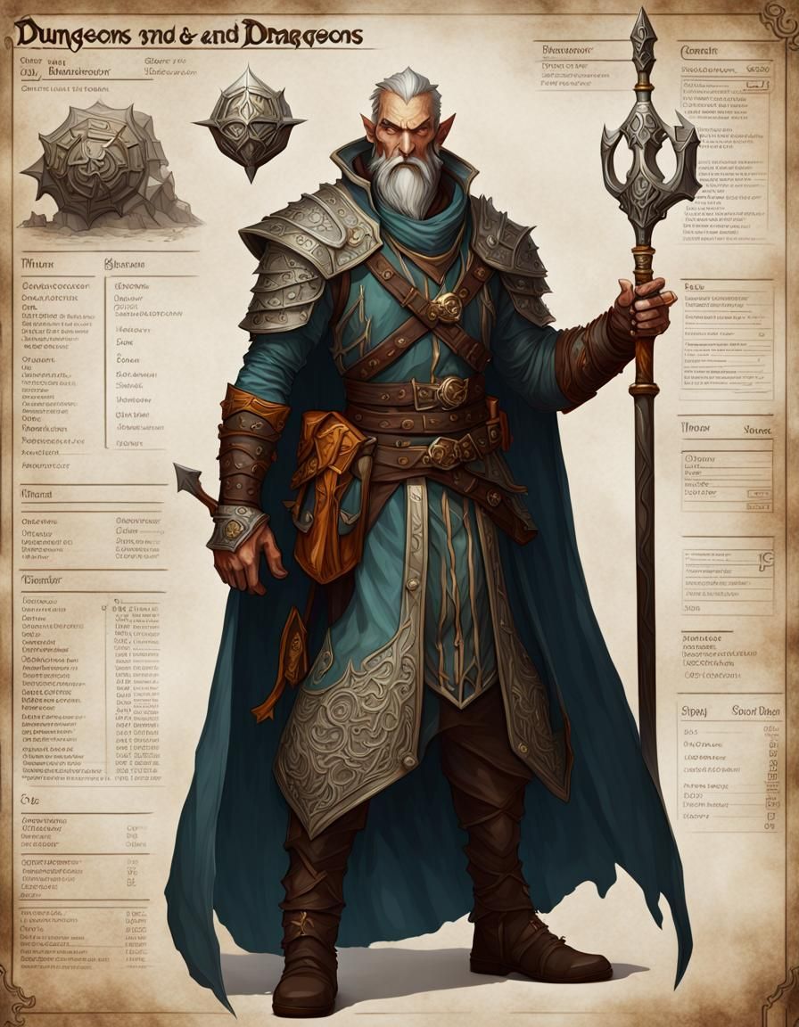 Elegant Fantasy Dungeons and Dragons Character Sheet