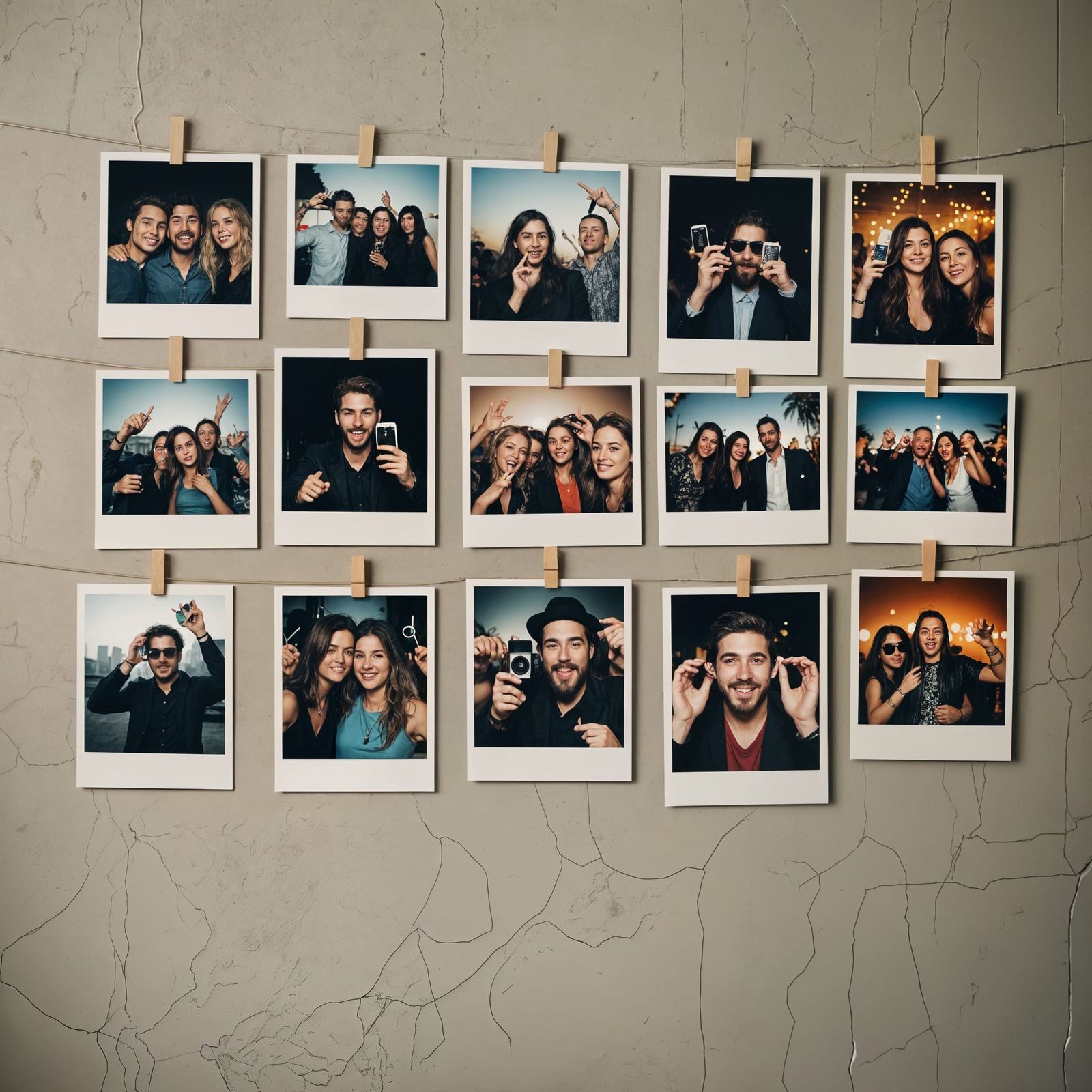 Instant Party Photographs on a Wall