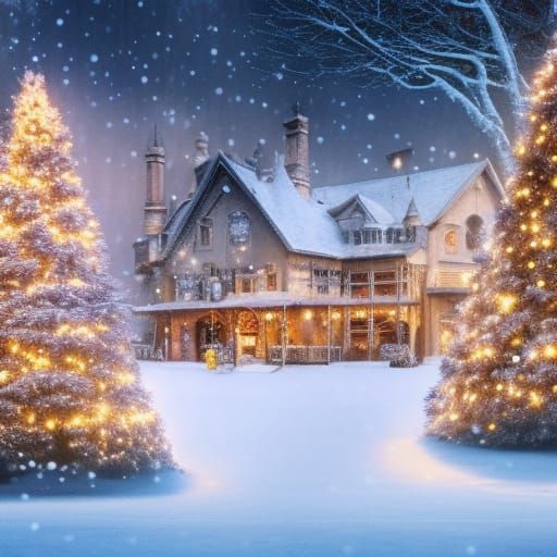 Epic Christmas Winter Wonderland Digital Painting