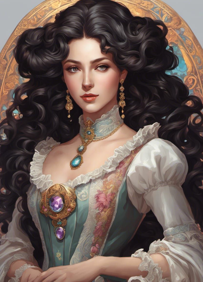 Pale Victorian Woman in Hyperrealistic Digital Portrait