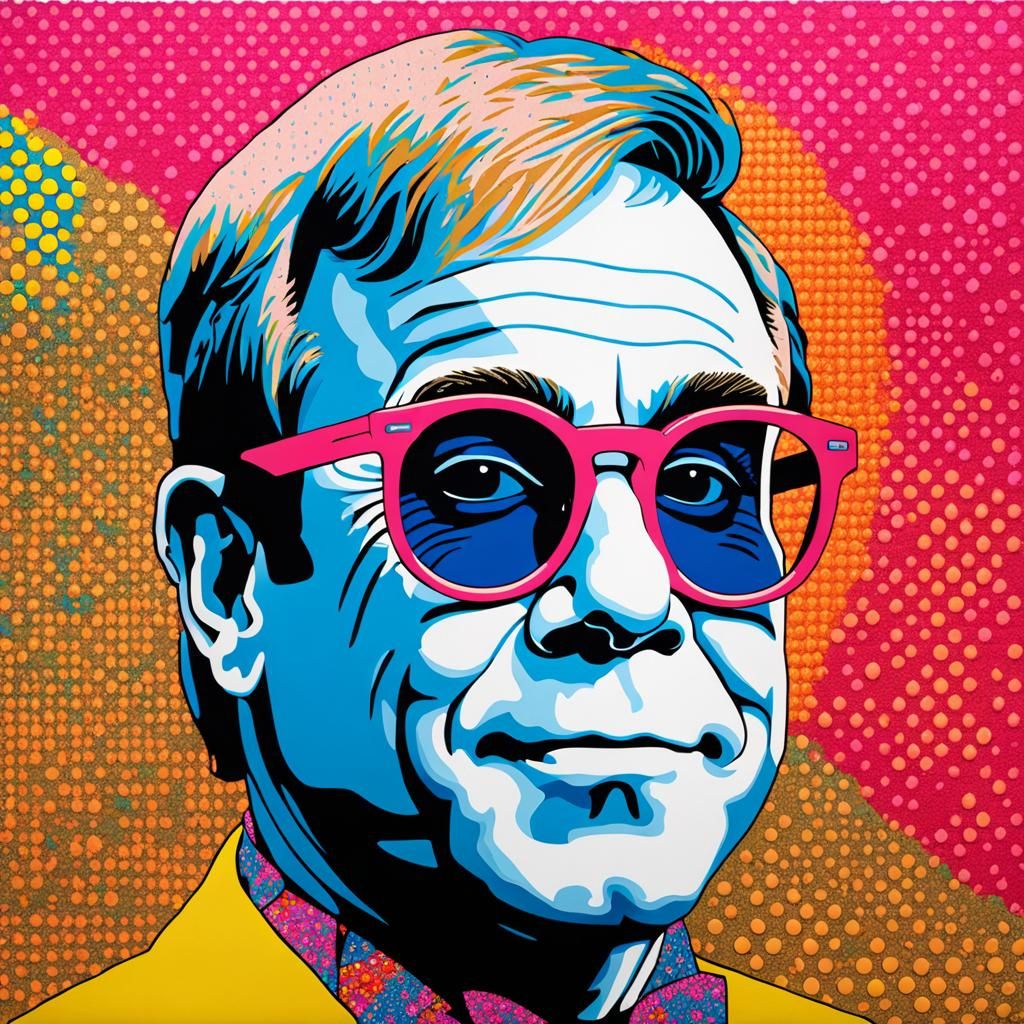 Elton John Portrait in Pop Art Style