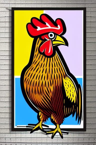 Roberto Beaks Jr. Pop Art Rooster in 8k