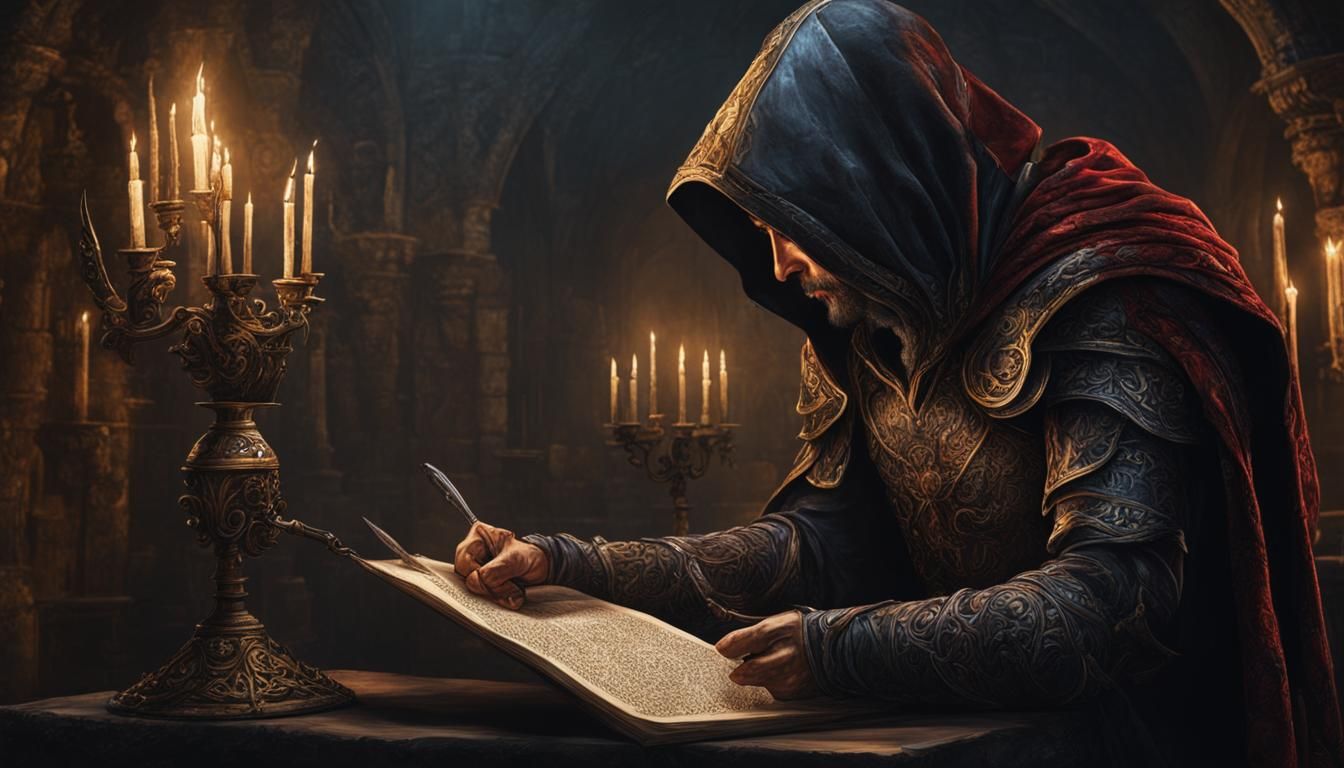 Medieval Assassin Portrait in Dark Fantasy Style