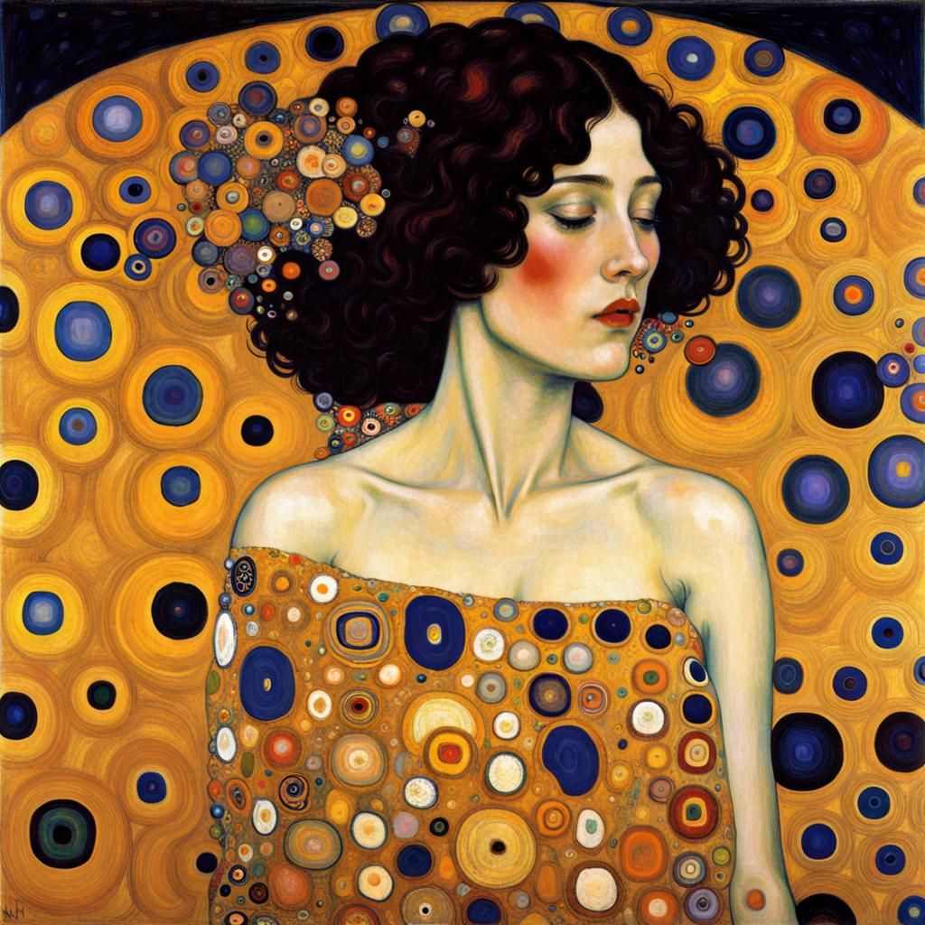 Golden Klimt Inspired Abstract Portrait