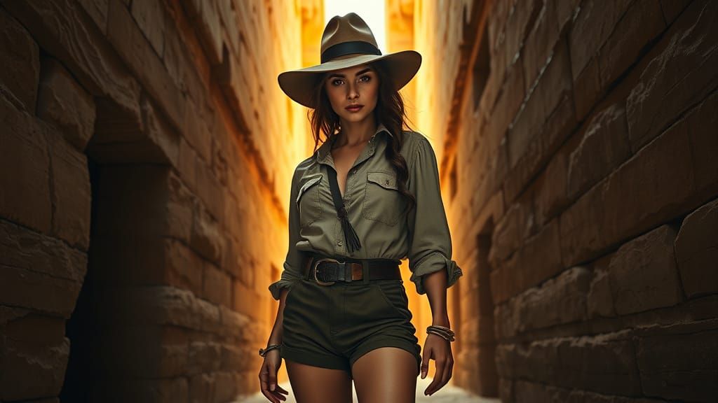 A 1900s-Era Feminine Adventurer Explores Ancient Egyptian Py...