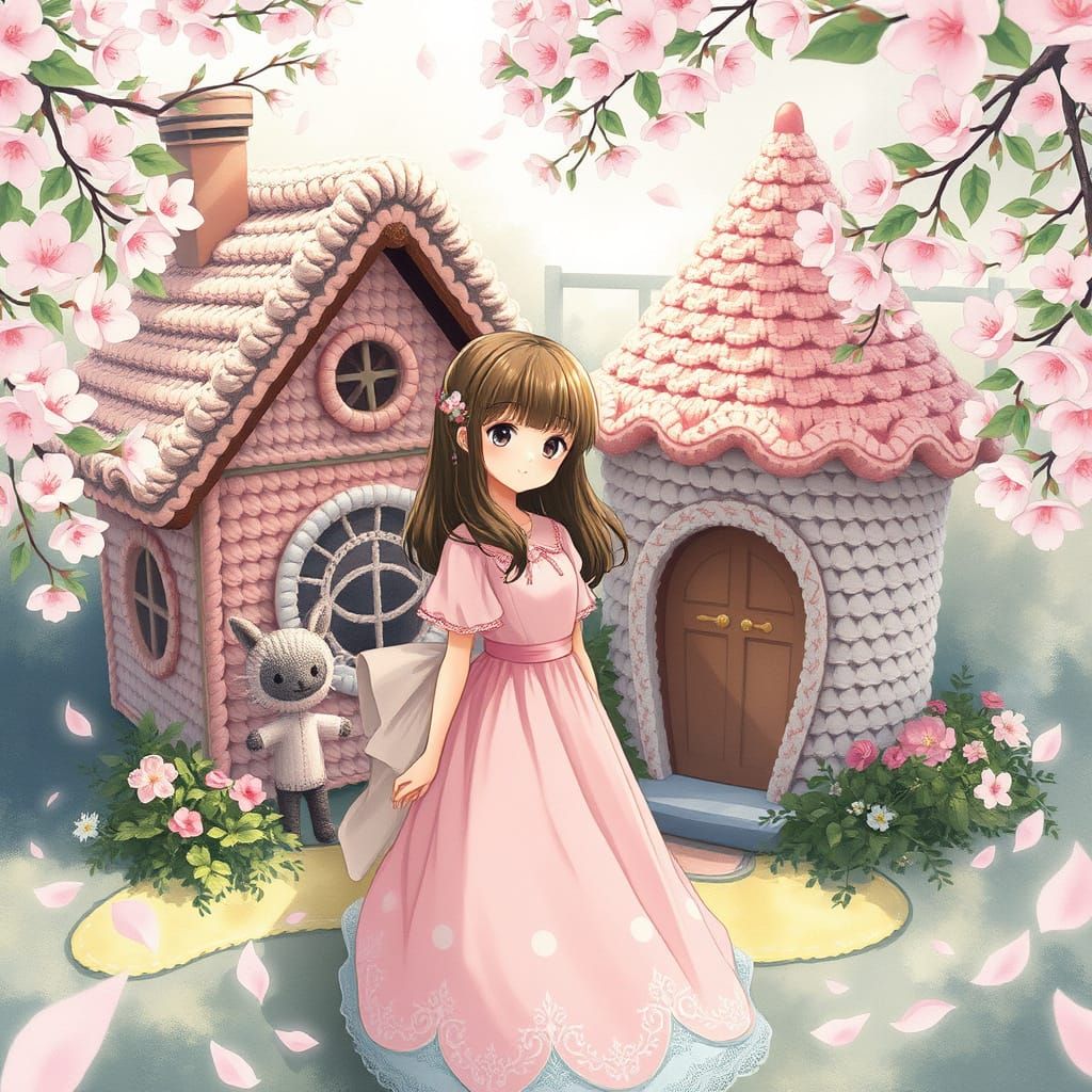 Whimsical Anime Girl in Pastel Paradise