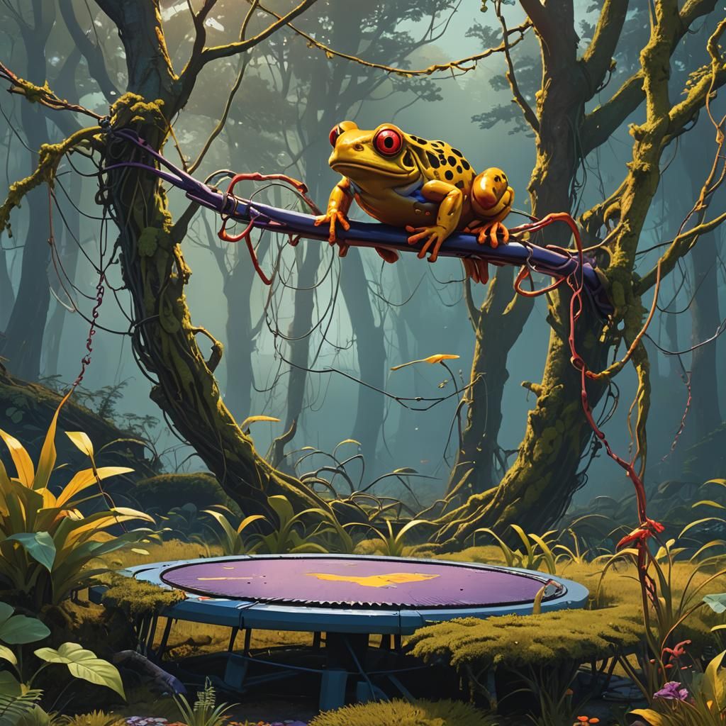Bouncing Frog: A Fantastical Concept Art Piece