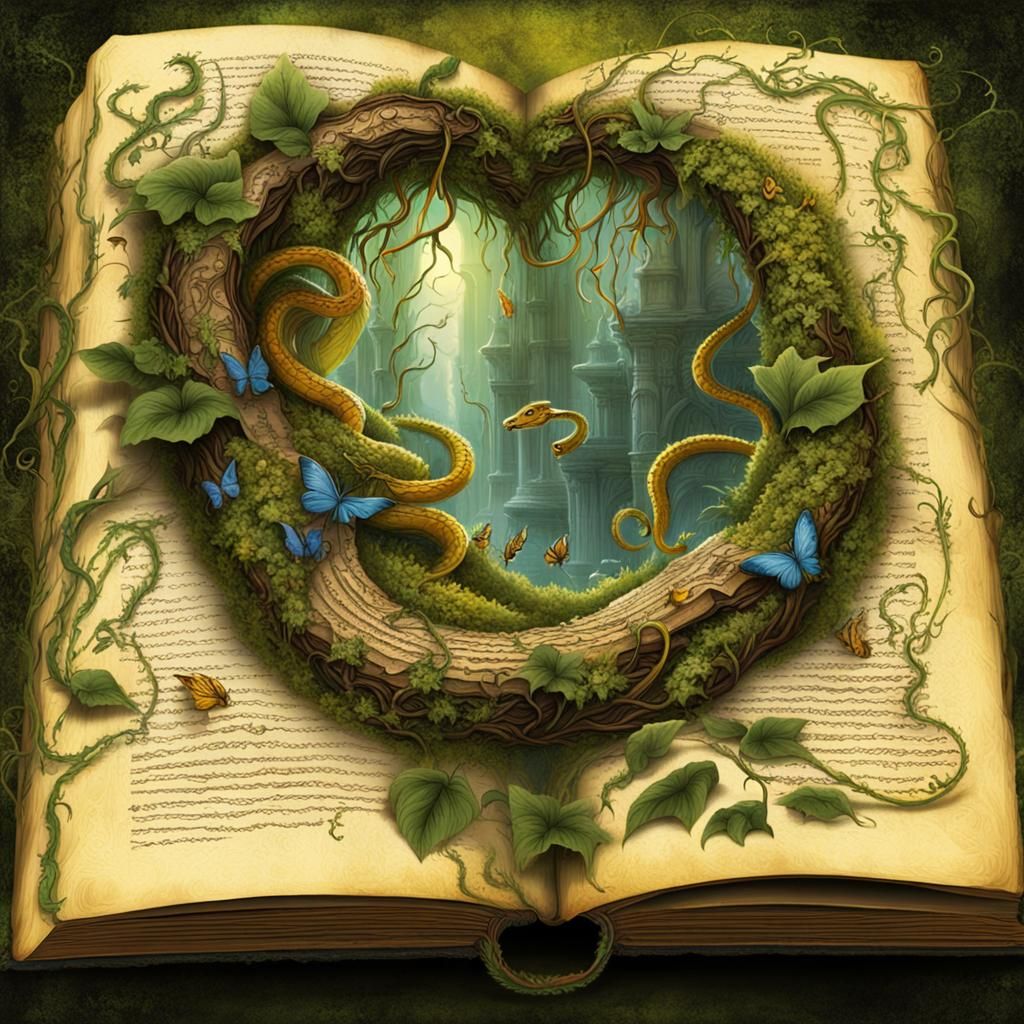 Magical Fairy Book with Living Plants, Detailed Matte Painti...