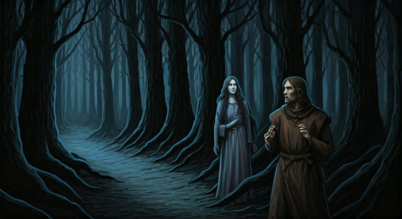 Dark Fantasy Spirits Flee in Fear Illustration