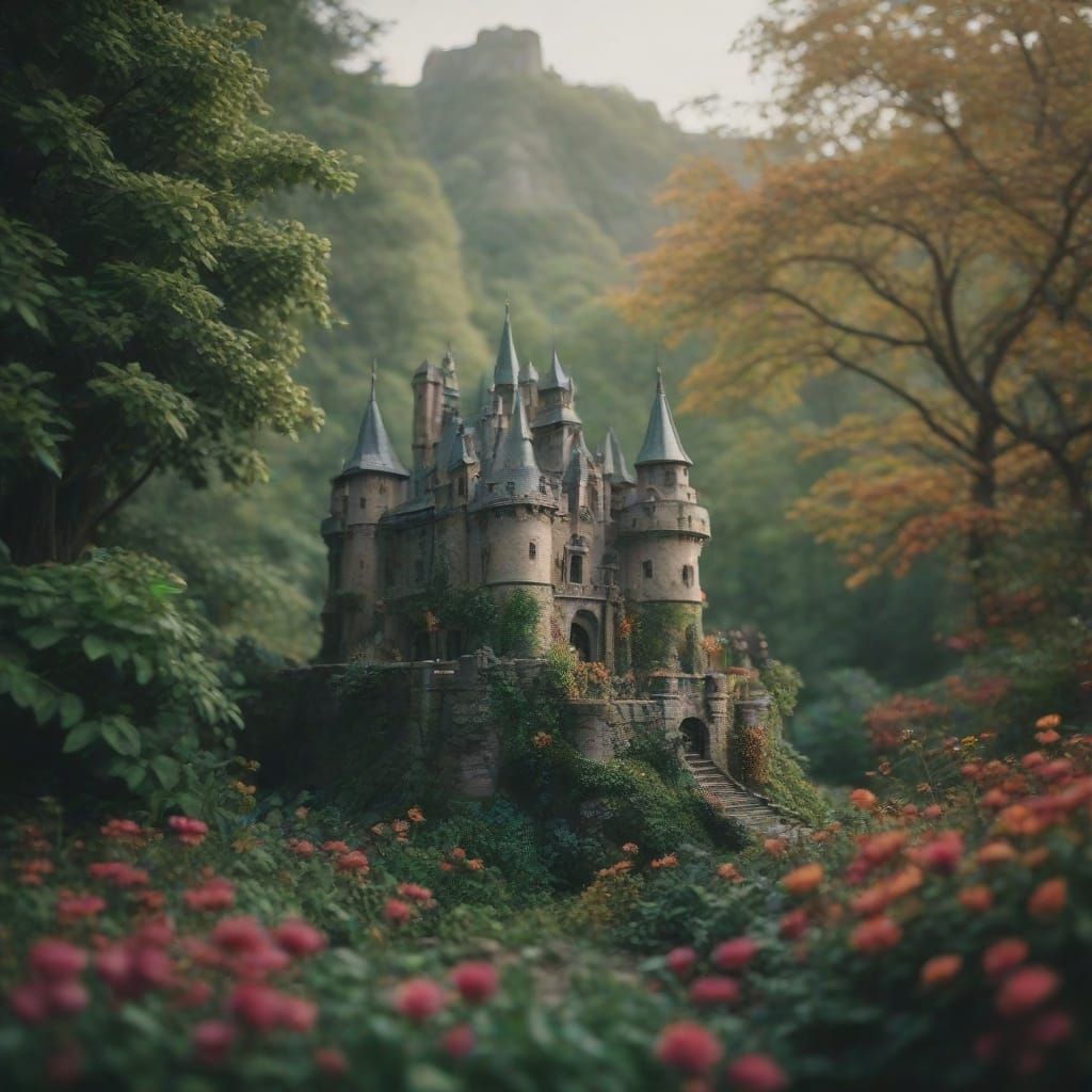 Miniature Castle in Emerald Vignette